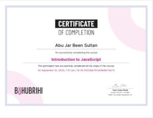 JavaScript Certificate of Abu Jar